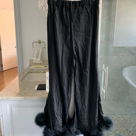 Sleeper Boudoir Feather Trim Flared Trousers - Picture 10 of 12